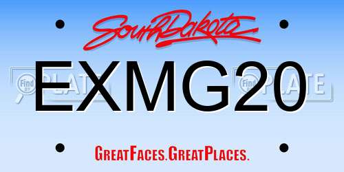 EXMG20 South Dakota License Plate