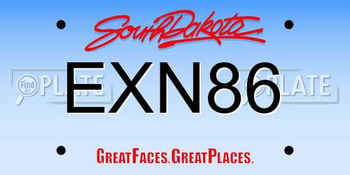 EXN86 South Dakota License Plate