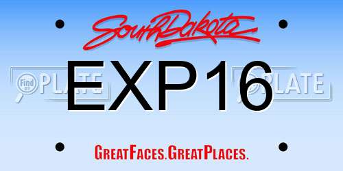 EXP16 license plate in SD state