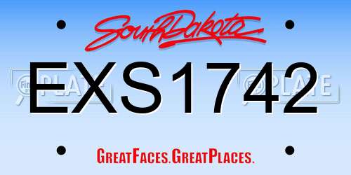 EXS1742 South Dakota License Plate