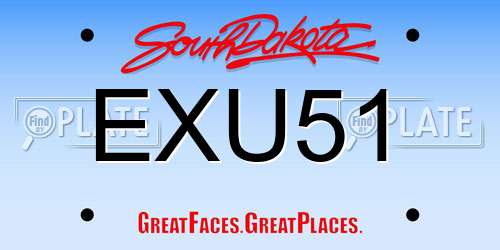 EXU51 South Dakota License Plate