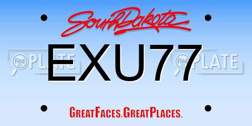 EXU77 South Dakota License Plate