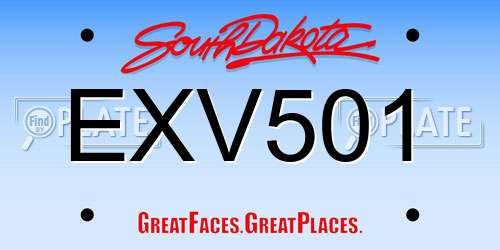 EXV501 South Dakota License Plate