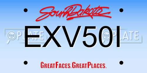 EXV50I South Dakota License Plate