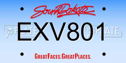 EXV801 South Dakota License Plate