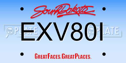 EXV80I South Dakota License Plate