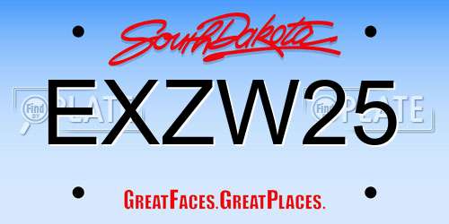 EXZW25 South Dakota License Plate