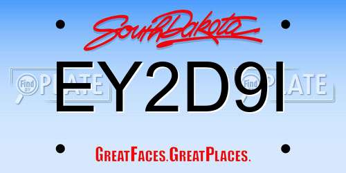 EY2D9I South Dakota License Plate