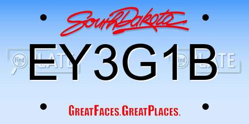 EY3G1B South Dakota License Plate