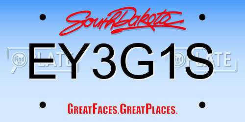 EY3G1S South Dakota License Plate