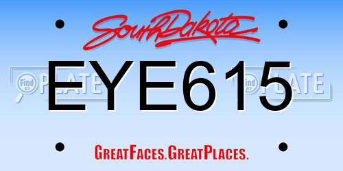 EYE615 South Dakota License Plate
