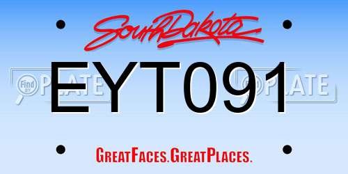 EYT091 South Dakota License Plate