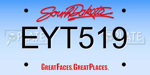 EYT519 South Dakota License Plate