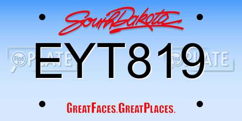 EYT819 South Dakota License Plate