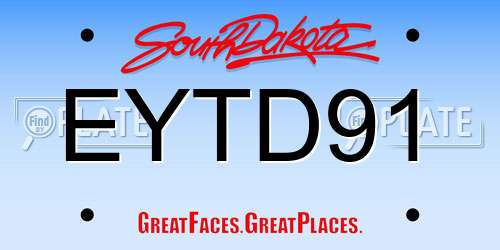 EYTD91 South Dakota License Plate