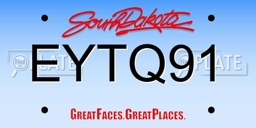 EYTQ91 South Dakota License Plate