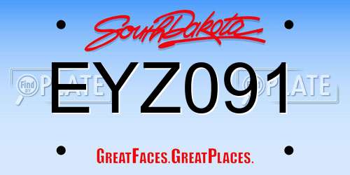 EYZ091 South Dakota License Plate