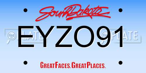 EYZO91 South Dakota License Plate