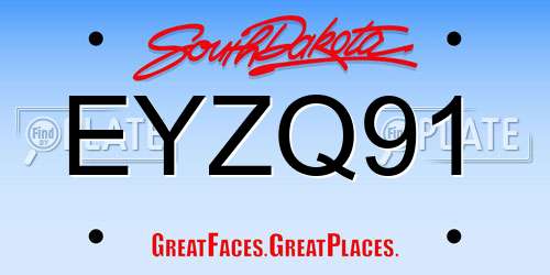 EYZQ91 South Dakota License Plate