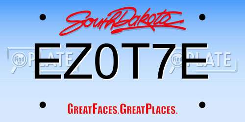 EZ0T7E South Dakota License Plate