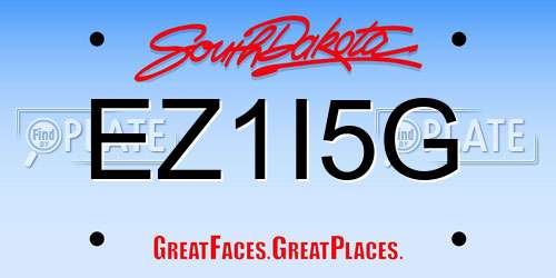 EZ1I5G South Dakota License Plate