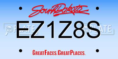 EZ1Z8S South Dakota License Plate