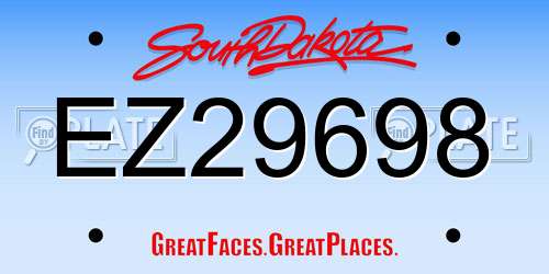 EZ29698 South Dakota License Plate