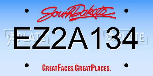 EZ2A134 South Dakota License Plate