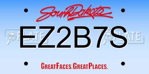 EZ2B7S South Dakota License Plate