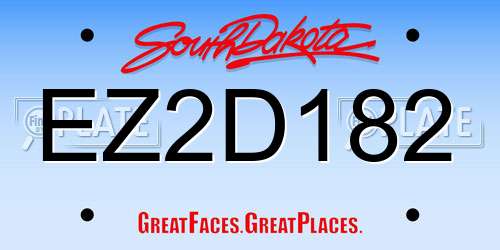 EZ2D182 South Dakota License Plate