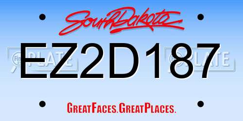 EZ2D187 South Dakota License Plate