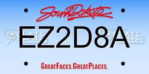 EZ2D8A South Dakota License Plate