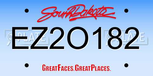 EZ2O182 South Dakota License Plate