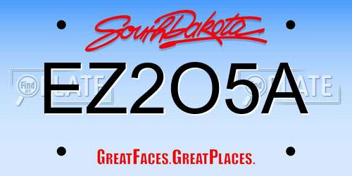 EZ2O5A South Dakota License Plate