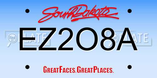 EZ2O8A South Dakota License Plate