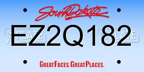 EZ2Q182 South Dakota License Plate