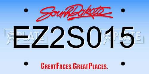 EZ2S015 South Dakota License Plate