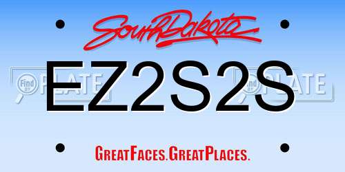 EZ2S2S South Dakota License Plate
