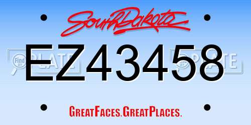 EZ43458 South Dakota License Plate
