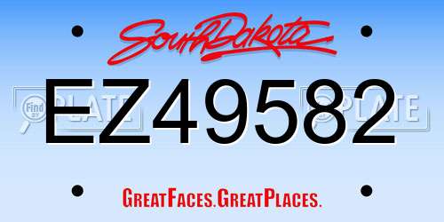 EZ49582 South Dakota License Plate