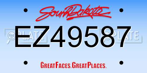 EZ49587 South Dakota License Plate