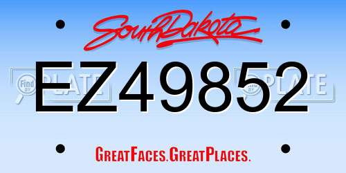EZ49852 South Dakota License Plate