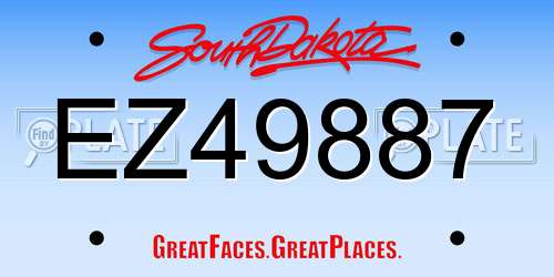 EZ49887 South Dakota License Plate