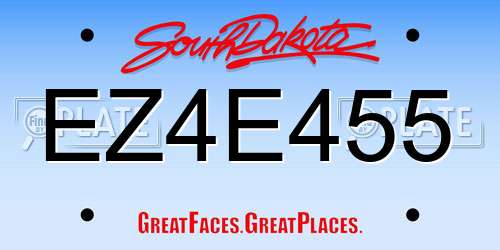 EZ4E455 South Dakota License Plate