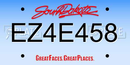 EZ4E458 South Dakota License Plate