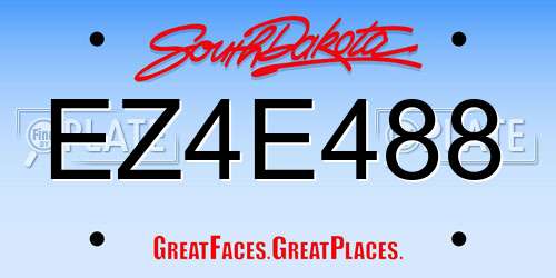 EZ4E488 South Dakota License Plate