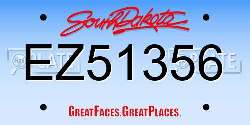 EZ51356 South Dakota License Plate