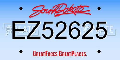 EZ52625 South Dakota License Plate