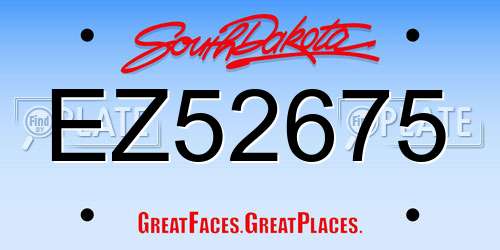 EZ52675 South Dakota License Plate