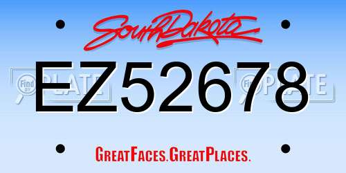 EZ52678 South Dakota License Plate